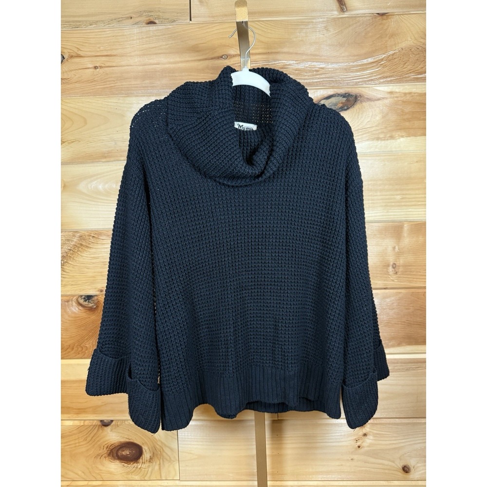 Show Me Your Mumu knit Oversized Waffle Knit Turtleneck Black Women's X Small
